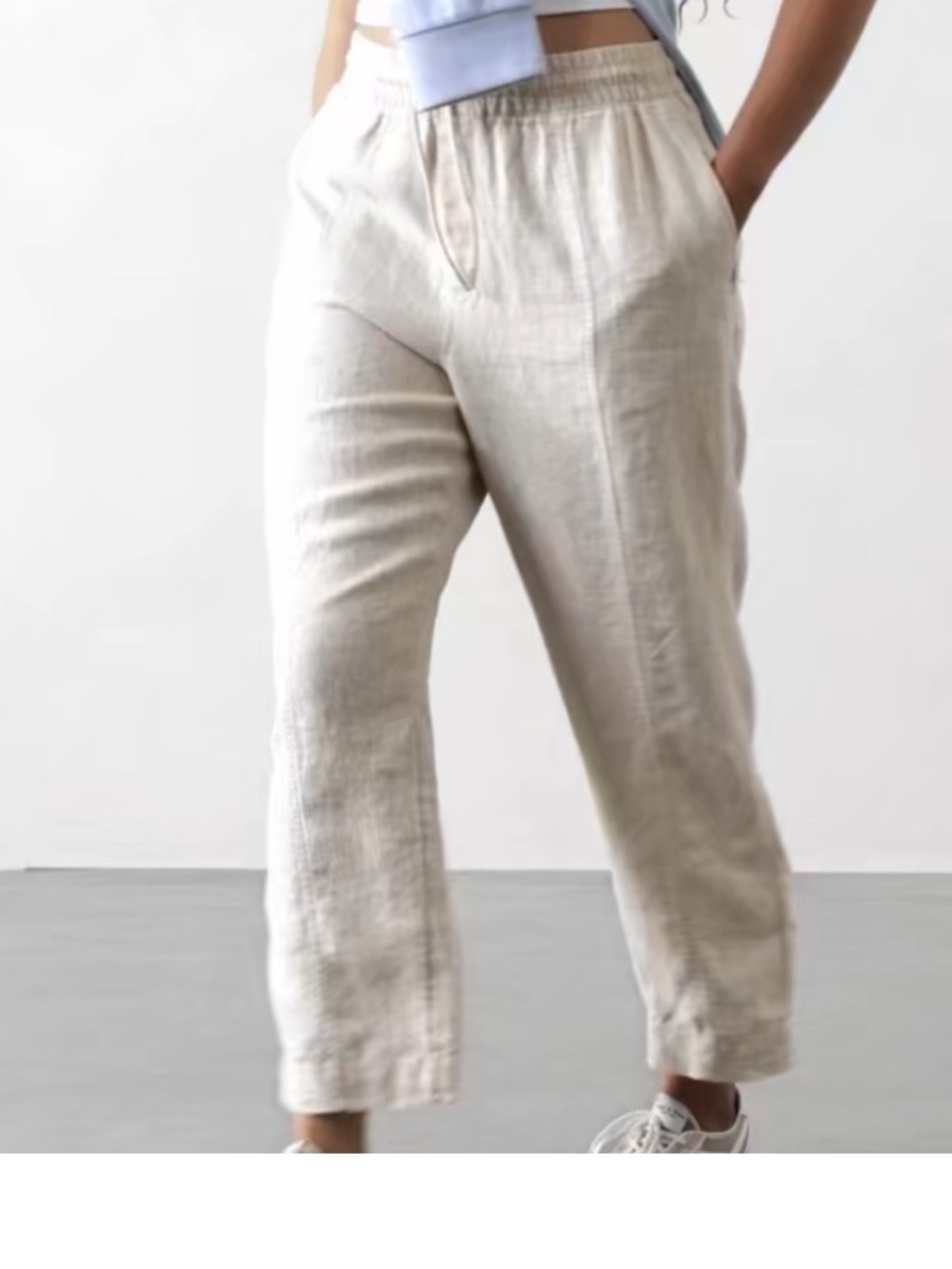 Athleta Retreat High Rise Linen Ankle Pant, Undyed Size Small
